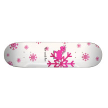Flocons de neige roses de rose de licorne skateboards customisés