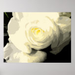 Floral abstrait - lueur d'or 3169 de rose blanc affiche