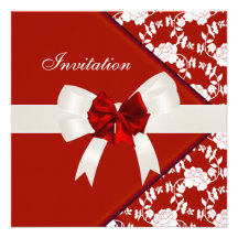 Floral blanc rouge chic élégant d'invitation