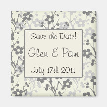 Floral gris "économies aimant de la date"