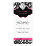 Floral rose noir blanc de damassé de carte de supp double cartes customisées