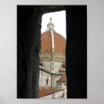 Florence - duomo par une fenêtre en pierre posters