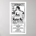 Florence Vidor huwt me! stille filmadvertentie Posters
