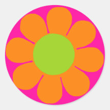 Flower power autocollant rond