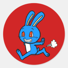Fonctionnement bleu mignon de lapin autocollants ronds