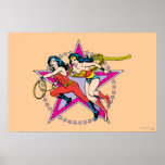 Fond d'étoile de femme de merveille affiches
