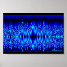 Fontaine de nuit bleue poster