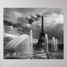 Fontaines et Tour Eiffel de Trocadero Affiche