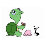 Fourmi heureuse de tortue triste carte postale