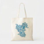 FOURRE-TOUT DÉCORÉ D'UN MONOGRAMME - LETTRE BLEUE  SAC FOURRE-TOUT