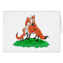 Fox de mère avec des articles de cadeau de bébés carte de vœux