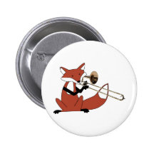 Fox jouant le trombone badges avec agrafe