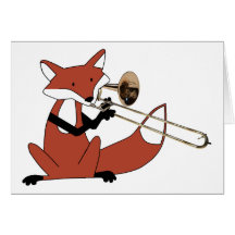 Fox jouant le trombone carte de vœux
