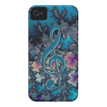 Fractal Blauw met het MetaalGeval van iPhone van d iPhone 4 Hoesje