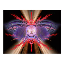 fractal gevleugelde schedel wenskaarten