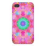 Fractale rose et jaune de kaléidoscope coques iPhone 4/4S