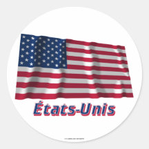 Français de Drapeau États-Unis avec le nom en Adhésif