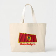 Français de Drapeau Monténégro avec le nom en Sac De Toile