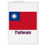 Français de Drapeau Taïwan avec le nom en Cartes De Vœux