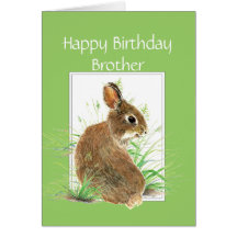Frère drôle d'anniversaire, lapin mignon, gâteau à cartes