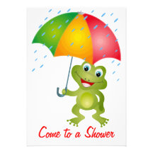 Froggy avec l'invitation de douche de parapluie de