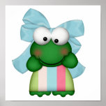 froggy girly dans la robe de rayure avec l'arc affiche