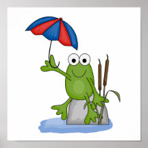 froggy se reposant sous le parapluie affiches