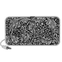 Frontière de page blanc noir et haut-parleur ordinateur portable