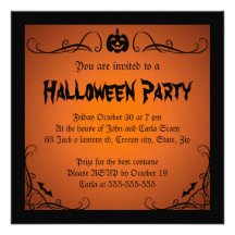 Frontière fleurie élégante Halloween de Jack-o'-la Cartons D'invitation