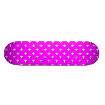 Fuchsia avec le pois Fleur-De-lis blanc Skateboards Personnalisés