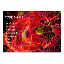 Fuchsia de rouge de jaune de MONOGRAMME de FRACTAL Modèle De Carte De Visite
