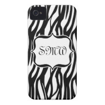 Funky Zwart/Wit Gestreept Monogram Case-Mate iPhone 4 Hoesje