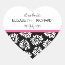 Funky zwarte witte bloemen de Sticker "sparen van 