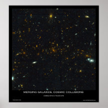 Fusionnement des galaxies, collisions cosmiques affiches