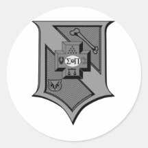 Gamme de gris de bouclier du sigma pi adhésifs ronds