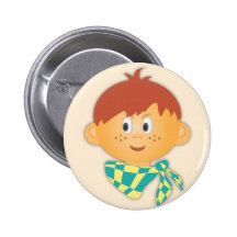 Garçon couvert de taches de rousseur avec une écha pin's avec agrafe