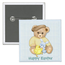 Garçon de nounours - Pâques Badge Avec Épingle