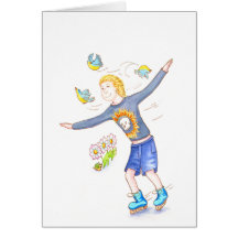Garçon de patineur carte