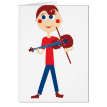 Garçon de violon cartes de vœux