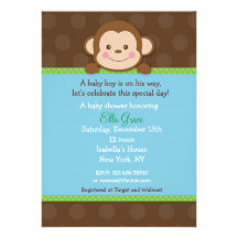 Garçon d'invitations de baby shower de singe