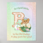 Garçon d'ours d'anniversaire posters