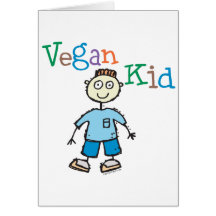 Garçon végétalien d'enfant cartes de vœux