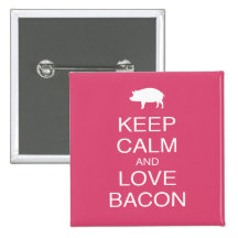 Gardez le calme et aimez le porc de conception de  badge