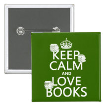 Gardez le calme et aimez les livres (dans toute co badges avec agrafe