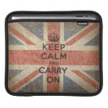 Gardez le calme et continuez avec le drapeau BRITA Poches Pour iPad
