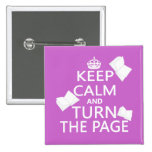 Gardez le calme et tournez la page badges avec agrafe