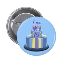 Gâteau d'âge d'anniversaire (bleu) badges publicitaires
