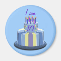 Gâteau d'âge d'anniversaire (bleu) magnets