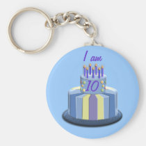 Gâteau d'âge d'anniversaire (bleu) porte-clés