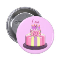 Gâteau d'âge d'anniversaire (rose) badges publicitaires